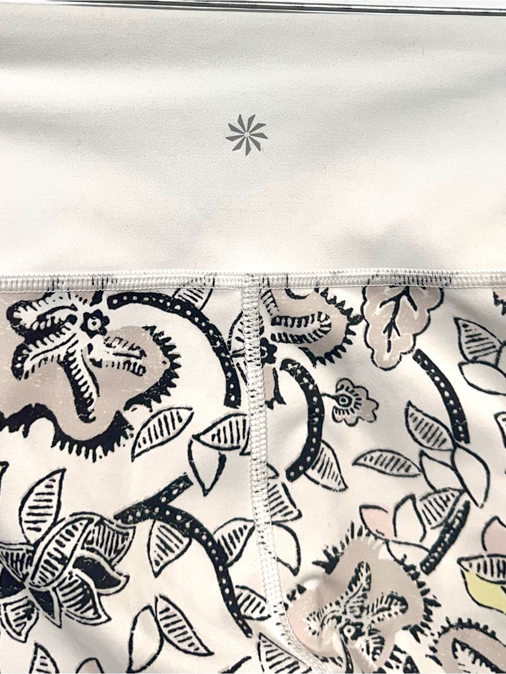 Athleta Floral Print Cropped Leggings White Gray Size Medium Yoga Workout - Picture 9 of 9